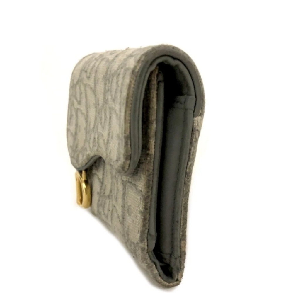 Christian Dior Saddle Trotter Oblique Canvas Leather Trifold Wallet Gray/2BH1711 - Picture 3 of 8